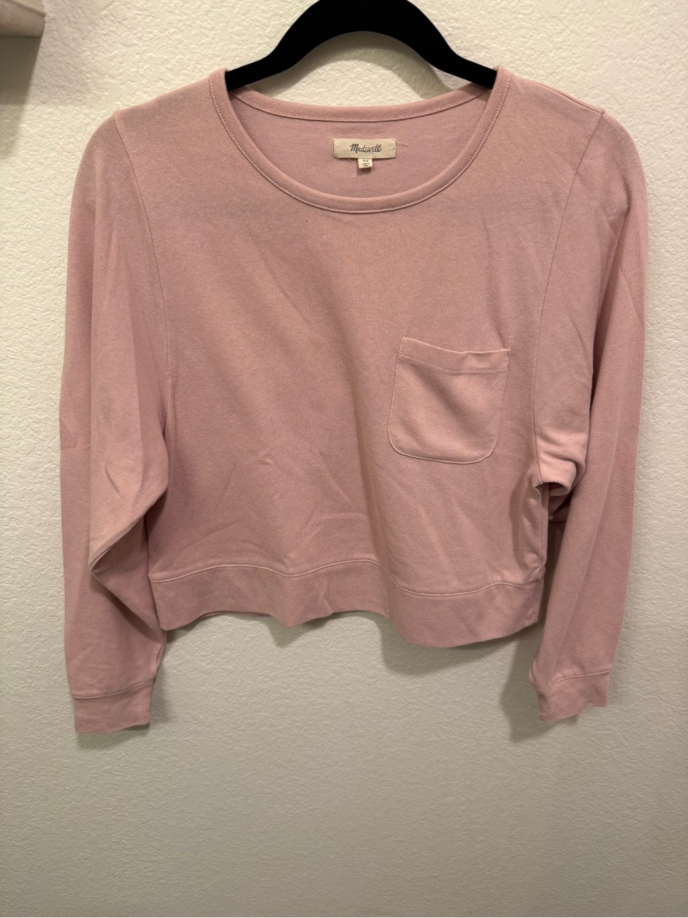 Madewell Dusty Pink Cropped Pocket Long Sleeve Shirt